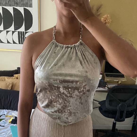 Night Out Halter Top with Silver Chain Detailing - New! - Picture 6 of 7